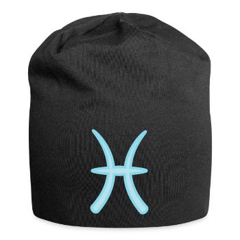 Pisces Zodiac Sign Symbol Pastel Blue - Jersey Beanie - black - Front