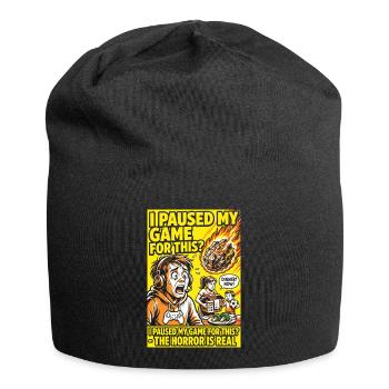 I Paused My Game – Gamer Parents Horror Humor - Jersey Beanie - black - Front