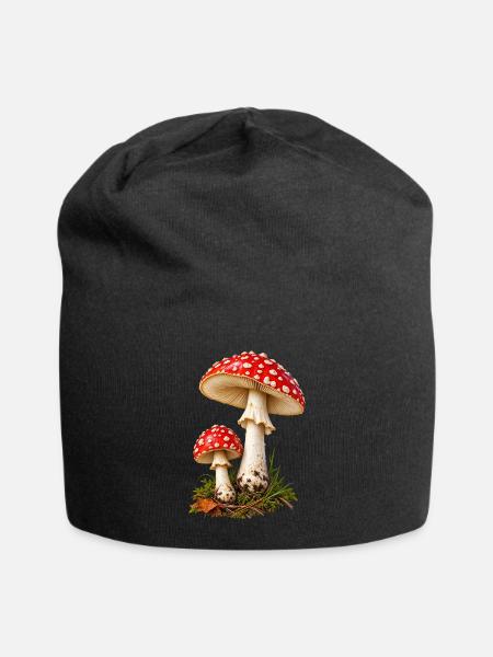 Fliegenpilz - Jersey-Beanie - Schwarz