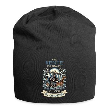 Rente knapp ich geh plündern, Wikinger Schiff  - Jersey-Beanie - Schwarz - Vorne