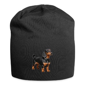 Dachshund - Jersey-Beanie - Schwarz - Vorne