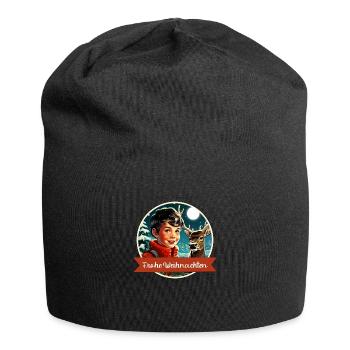 Junge im Winterwald - Jersey-Beanie - Schwarz - Vorne