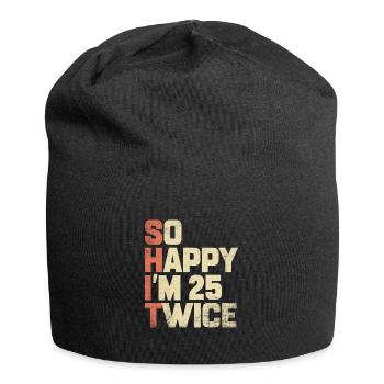 50. Geburtstag Geschenk 50 Jahre Geburtstagsspruch - Jersey-Beanie - Schwarz - Vorne