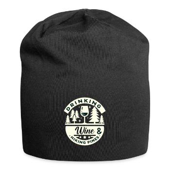Weintrinken und Kiefernwandern - Jersey-Beanie - Schwarz - Vorne