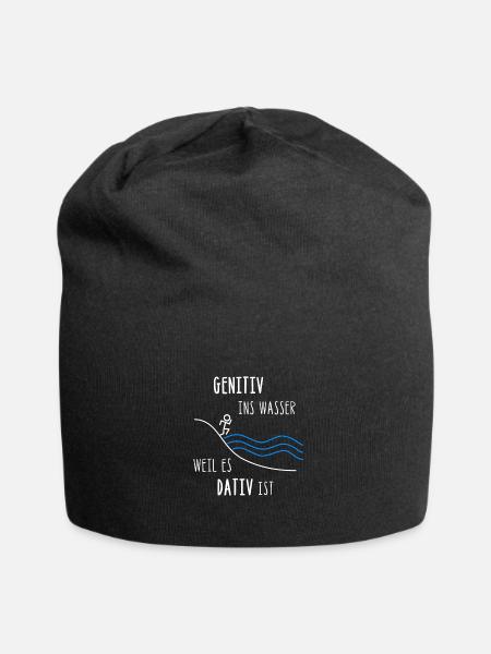 Genitiv ins Wasser weil es Dativ ist - Jersey-Beanie - Schwarz