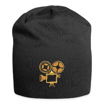Ancienne icône de caméra argentique, dessinée à la main. Cadreur - Bonnet en jersey - noir - Devant