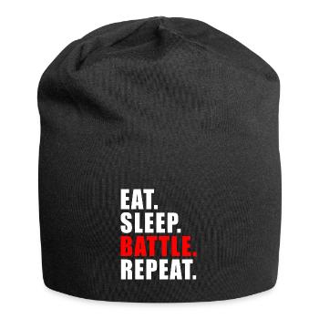 EAT SLEEP BATTLE REPEAT GESCHENK GAMING BRAWL GAME - Jersey-Beanie - Schwarz - Vorne