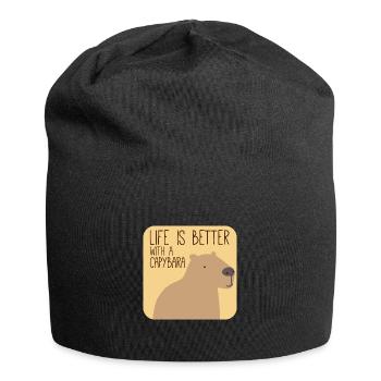 Capibara motif for capibara owners mammal - Jersey Beanie - black - Front