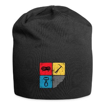 Bergsteigen Klettern Mountaineer Gipfel Hochtour - Jersey-Beanie - Schwarz - Vorne