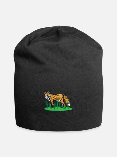 Rotfuchs / Red Fox Design I - Jersey-Beanie - Schwarz