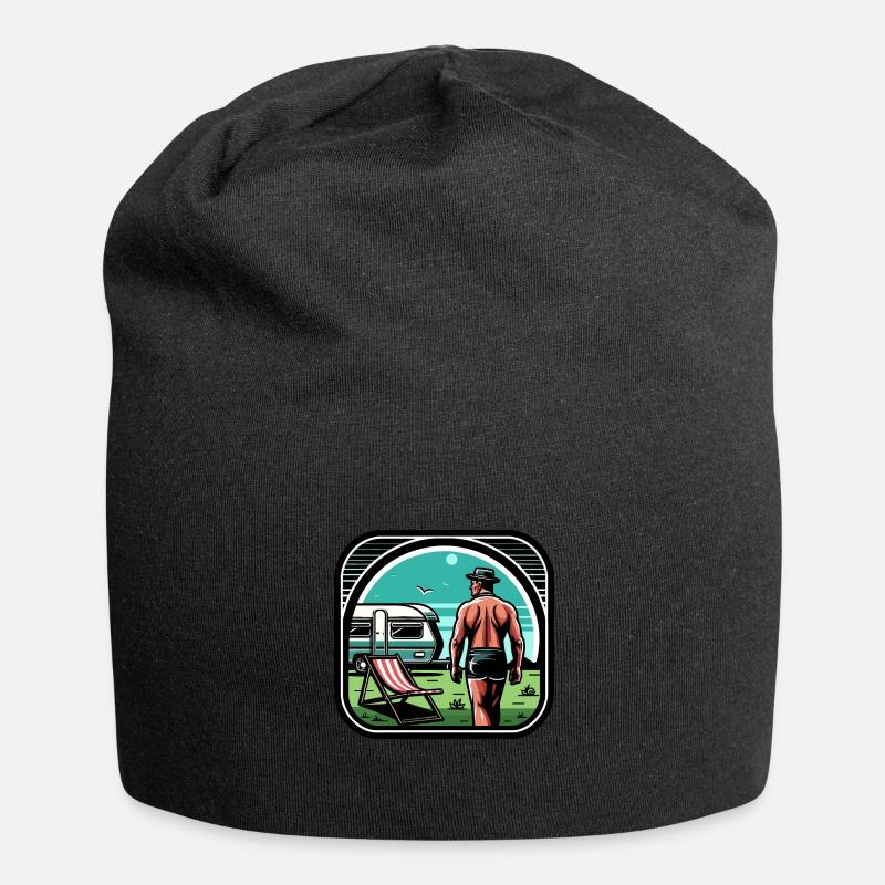 Vacanciers en camping - Bonnet en jersey - noir