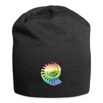 Fossil Ammonit in regenbogenfarben Geschenk - Jersey-Beanie - Schwarz - Vorne