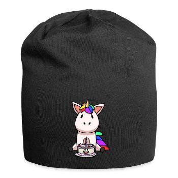 Unicorn Birthday Cake Cake Child - Jersey Beanie - black - Front