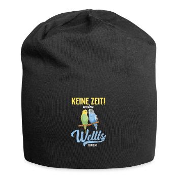 Wellensittich Sittiche Welli Figur Sittichhalter - Jersey-Beanie - Schwarz - Vorne