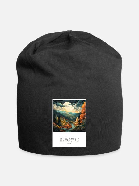 Zauberhafter Schwarzwald: Vintage Reiseabenteuer - Jersey-Beanie - Schwarz