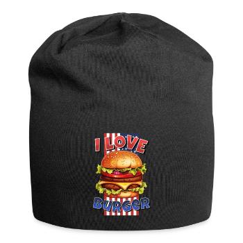 I Love Burger Hamburger Cheeseburger Fast Food USA - Jersey-Beanie - Schwarz - Vorne