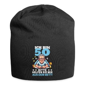 ICH BIN 50 BITTE HELFEN SIE MIR AUS DEM BETT - Jersey-Beanie - Schwarz - Vorne