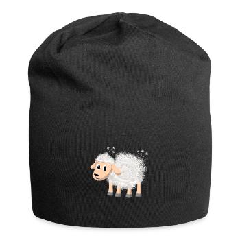 Landwirt Bauer Comic Cartoon Schafwolle Schafe - Jersey-Beanie - Schwarz - Vorne