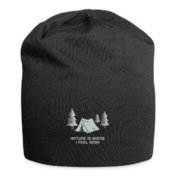 Nature is where I feel good - Camping Pixel Art - Bonnet en jersey - noir - Devant