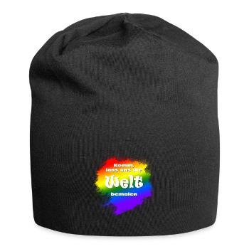 Komm, lass uns die Welt bemalen - Jersey-Beanie - Schwarz - Vorne