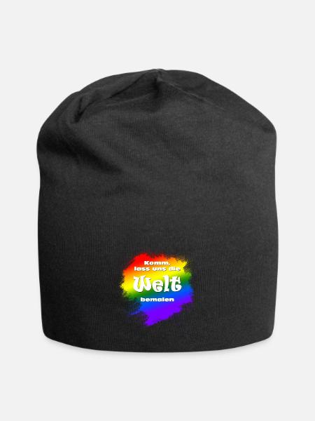 Komm, lass uns die Welt bemalen - Jersey-Beanie - Schwarz