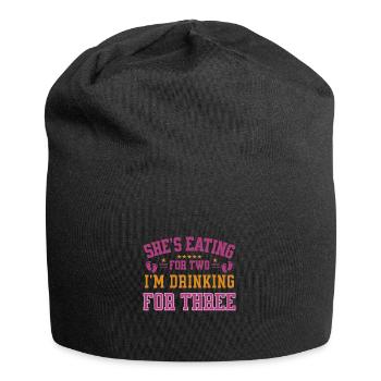 Sie isst für zwei Ich trinke für drei Papa - Jersey-Beanie - Schwarz - Vorne