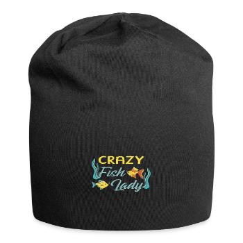 Crazy Fish Lady Fish Tank Aquarist Fish Keeper - Jersey Beanie - black - Front