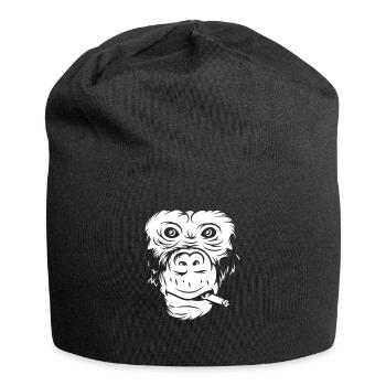 Cool monkey face with cigarette - Jersey Beanie - black - Front