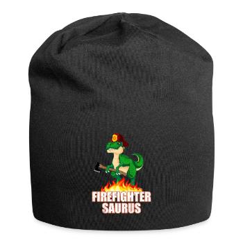 Feuerwehr Dinosaurier Dinosaurus Feuer Geschenk - Jersey-Beanie - Schwarz - Vorne