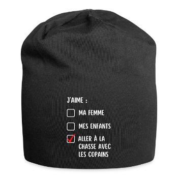 Cadeau humour chasse chasseur chasseuse drôle - Bonnet en jersey - noir - Devant