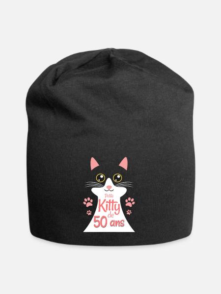 Femme De 50 Ans Adore Chats 50ème Anniversaire - Bonnet en jersey - noir