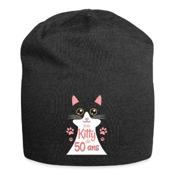 Femme De 50 Ans Adore Chats 50ème Anniversaire - Bonnet en jersey - charbon - Devant