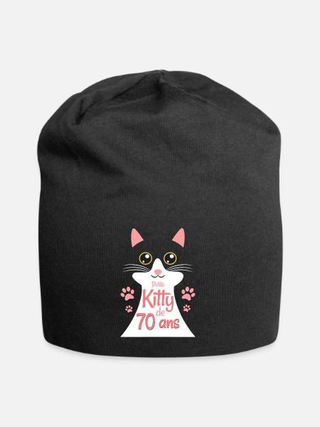 Femme De 70 Ans Adore Chats 70ème Anniversaire - Bonnet en jersey - noir
