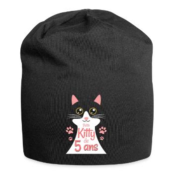 Fillette De 5 Ans Chat 5ème Anniversaire Fille - Bonnet en jersey - noir - Devant
