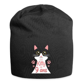 Fillette De 9 Ans Chat 9ème Anniversaire Fille - Bonnet en jersey - noir - Devant