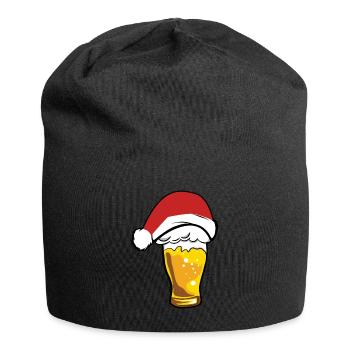 Weihnachten Weihnachtsfeier Weihnachtsmann Bier - Jersey-Beanie - Schwarz - Vorne