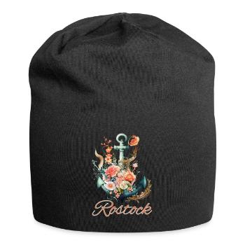 Ancre Rostock avec fleurs - Bonnet en jersey - noir - Devant