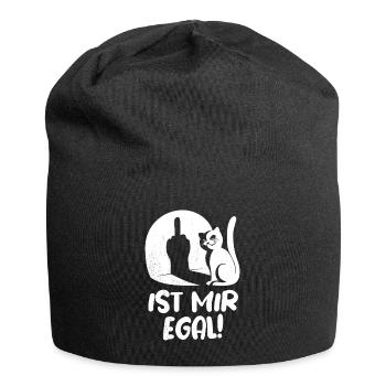 Ist mir egal - Katze Mittelfinger Spruch - Jersey-Beanie - Schwarz - Vorne