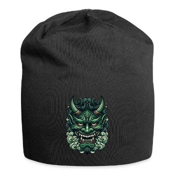 Japanischer Dämon Oni Tattoo Stil - Jersey-Beanie - Schwarz - Vorne