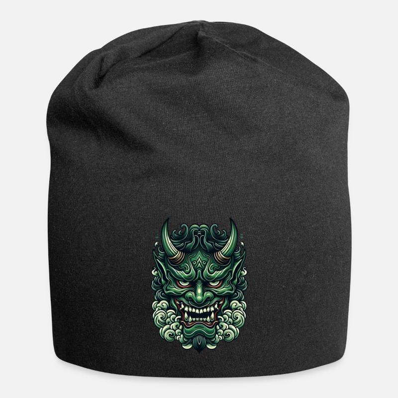 Japanischer Dämon Oni Tattoo Stil - Jersey-Beanie - Schwarz