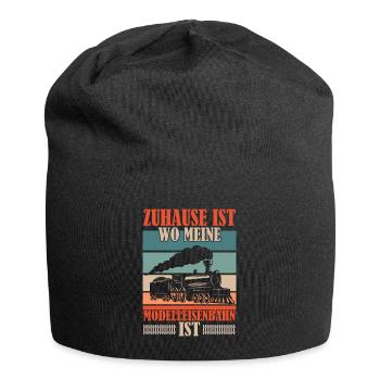 Retro Modelleisenbahn Lokomotive - Jersey-Beanie - Schwarz - Vorne