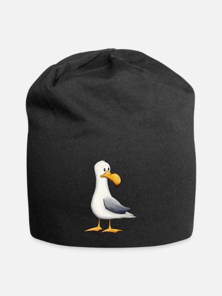 Lustige Möwe Nordsee Ostsee Meeres-Vogel - Jersey-Beanie - Schwarz