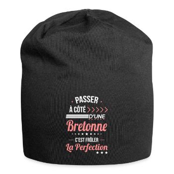 Bretonne - Frôler la perfection - Bretagne - Bonnet en jersey - noir - Devant