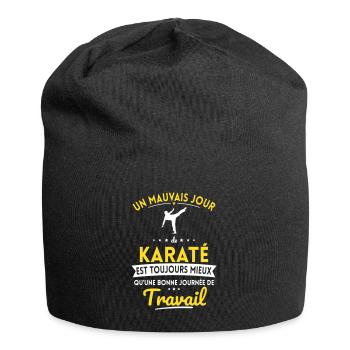 Mauvais jour de karaté mieux que journée travail - Bonnet en jersey - noir - Devant