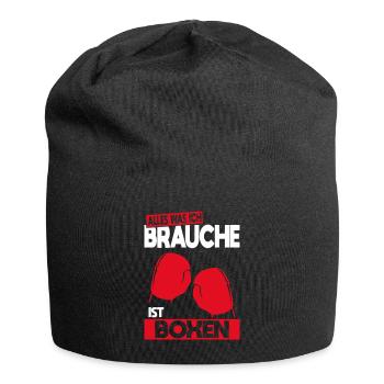 Alles was ich brauche ist Boxen - Geschenkidee - Jersey-Beanie - Schwarz - Vorne