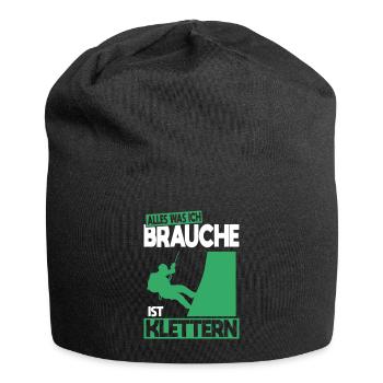 Alles was ich brauche ist Klettern - Geschenkidee - Jersey-Beanie - Schwarz - Vorne