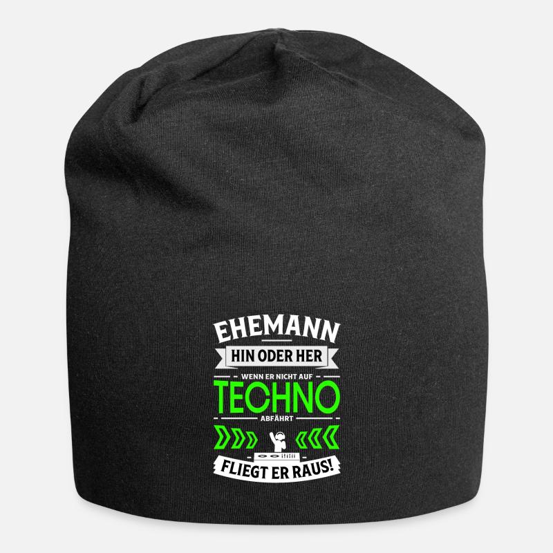 Ehemann steht nicht auf Techno - Techno Geschenk - Jersey-Beanie - Schwarz
