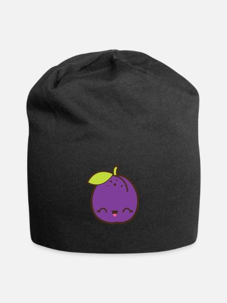 Niedliche Pflaume Smile Kawaii - Jersey-Beanie - Schwarz