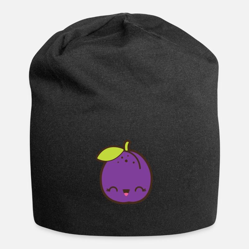 Niedliche Pflaume Smile Kawaii - Jersey-Beanie - Schwarz