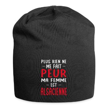 Rien ne me fait peur ma femme est Alsacienne - Bonnet en jersey - noir - Devant